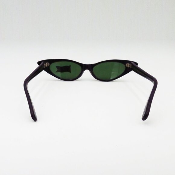RARE 1950s Vintage Authentic French Sunglasses Winged Cat-Eye Shape Black New main image 12